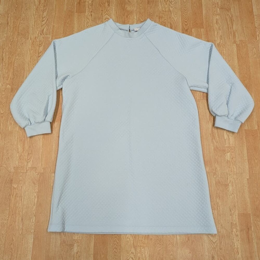 PEARL by Lela Rose Light Blue Quilted Sweater dress Womens Large
